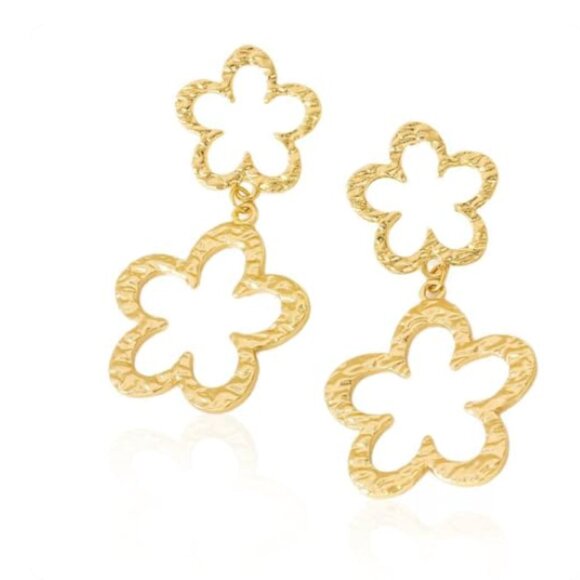 Anthropologie Jewelry - NEW! Double Flower Dangle Drop Earrings
